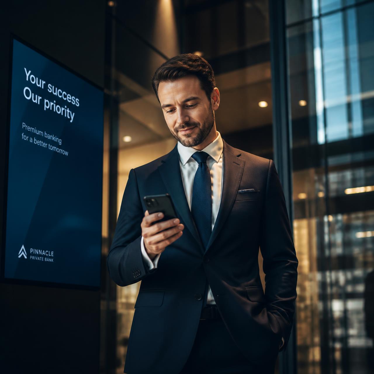 TrustBz customer reviewing account balances on a mobile banking app
